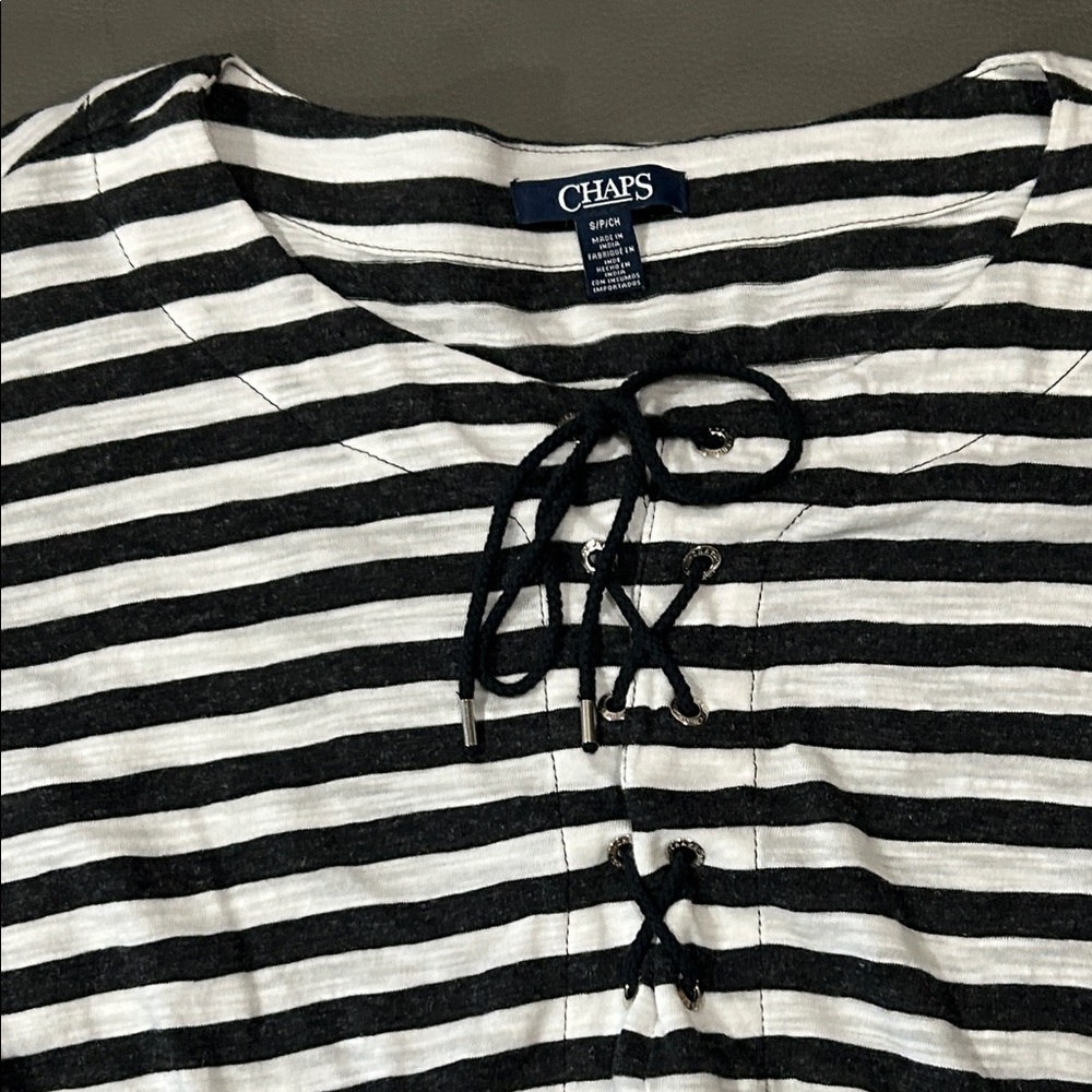 Chaps Black and White Striped Top, size S - Picture 3 of 5